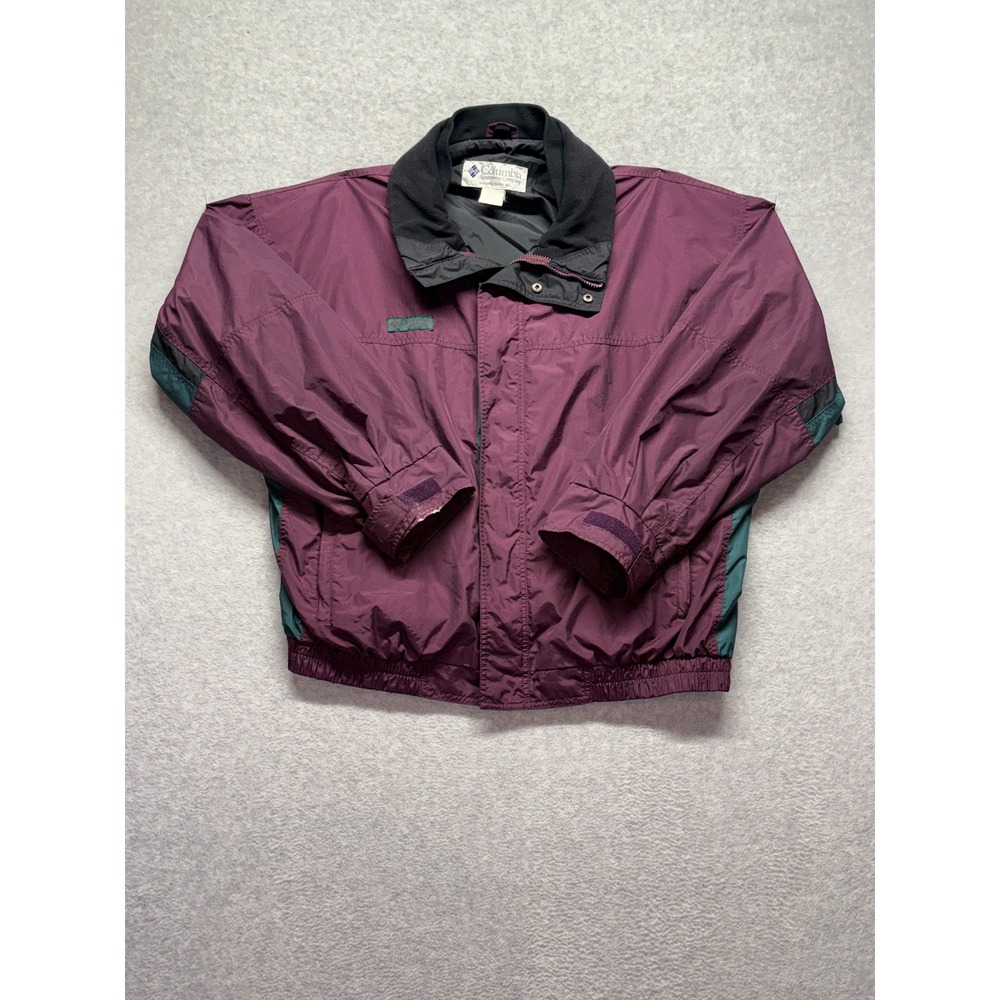 Columbia Sportswear Mens XL Vintage Nylon Windbreaker Jacket Burgundy Teal